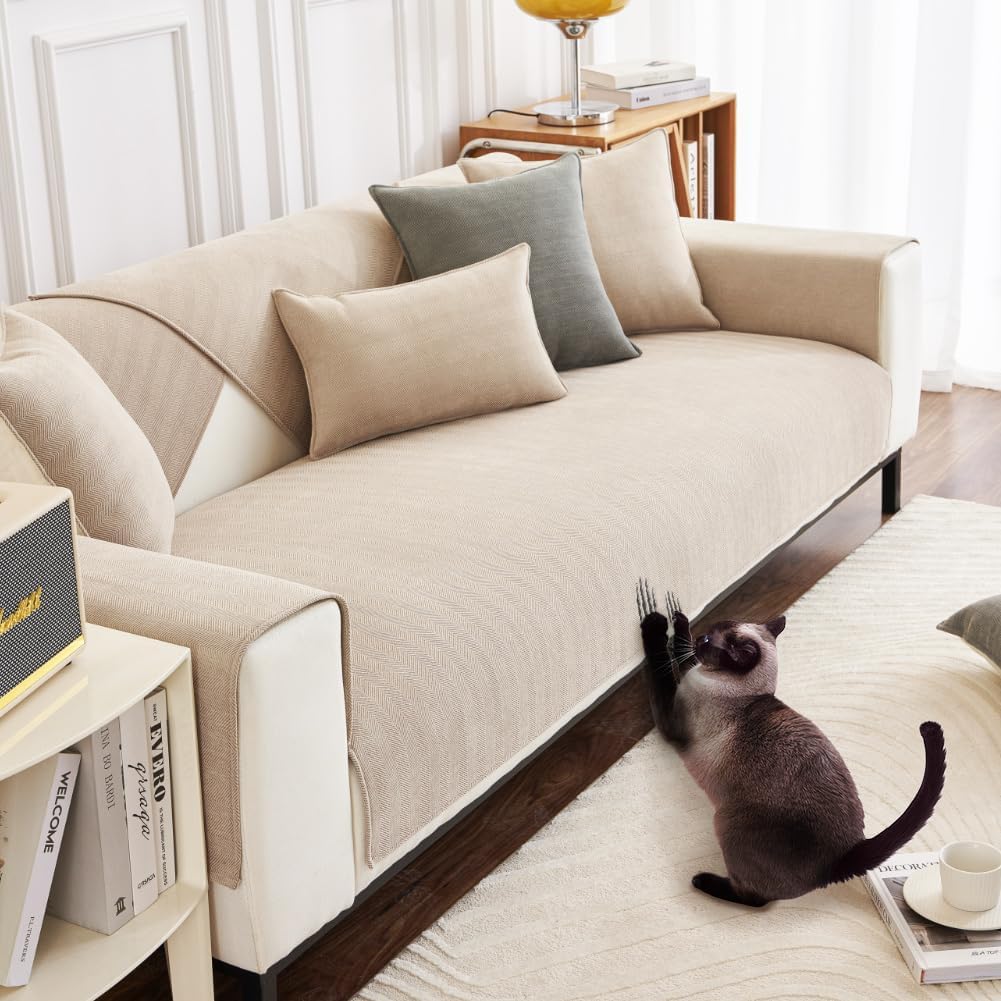 sofa covers, suitable for 1/2/3/4 seater sofas, made of chenille fabric, corner sofa covers, L-shaped sofa covers, cat sofa covers, wrinkle and scratch resistant, washable and U-shaped corner sofa covers with non-slip properties.