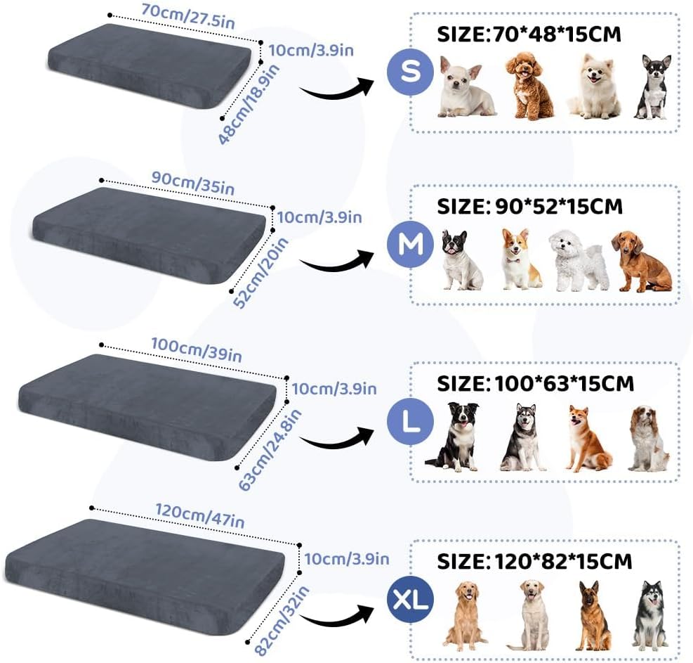 100% waterproof replacement cover for dog bed, soft plush cover, velvet mattress cover for dogs, washable, removable dog cover, dog mattress insert with elastic band