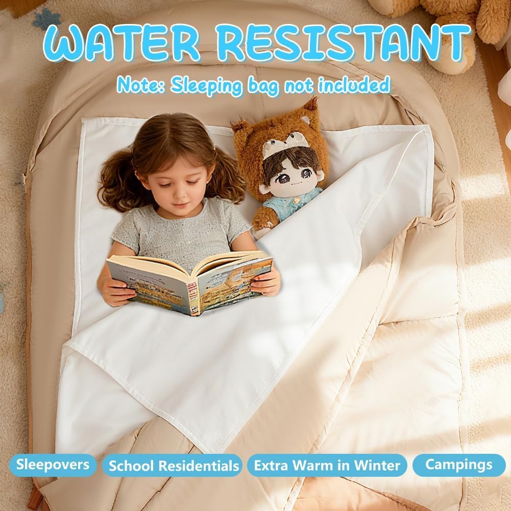 100% Waterproof Children's Sleeping Bag Inner Sleeping Bag, Velvet Travel Sheet for Children to Help with Bedwetting, Suitable for Camping, Sleepovers and School Accommodations - 168x69cm