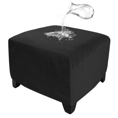 Strech Square Ottoman Cover Waterproof Ottoman Slipcover Folding Storage Stool Furniture Protrctor Soft Footrst Stool Cover with Elastic Brand for Pets, Kids