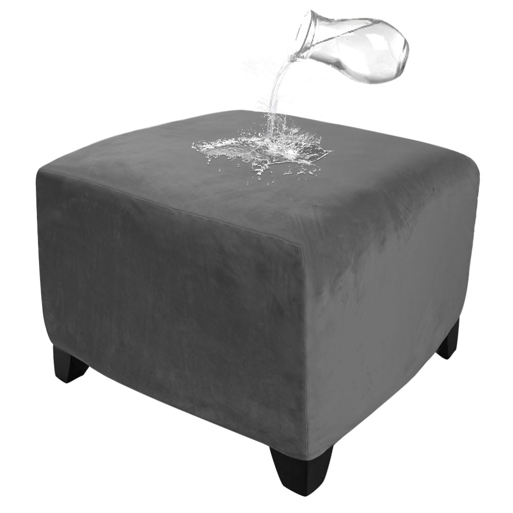 Strech Square Ottoman Cover Waterproof Ottoman Slipcover Folding Storage Stool Furniture Protrctor Soft Footrst Stool Cover with Elastic Brand for Pets, Kids