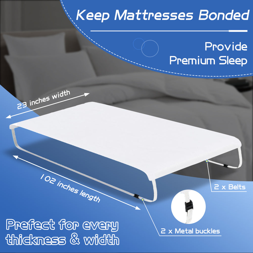 Double to King Size Bed Converter, 2-in-1 Bed Bridge, Adjustable Elastic Mattress Holder for All Mattresses, Non-Slip Strap with Metal Buckle, Ensures a First-Class Sleep