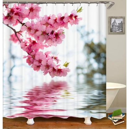 Colorful Tulip Lotus Flowers Trees Shower Curtain Bathroom Curtains Nature Flower Waterproof Polyester Fabric Bathtub Decor