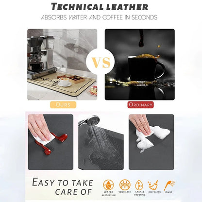 Super Absorbent Coffee Mat Draining Coffee Dish Drying Mat Quick Dry Bathroom Tableware Hide Stain Rubber Backed Absorbent Mat
