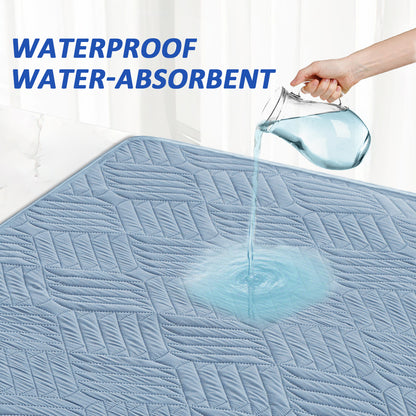 Washable incontinence pads with wings, waterproof mattress protector, reusable absorbent sheet for incontinence and bedwetting, non-slip underside
