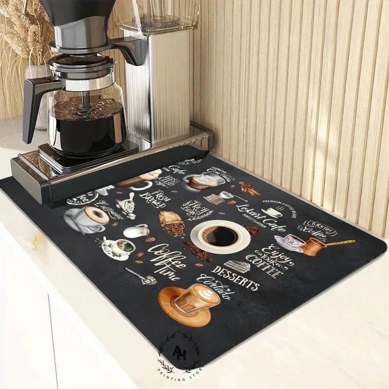 New Super Absorbent Coffee Dish Large Kitchen Absorbent Draining Mat Drying Mat Quick Dry Bathroom Drain Pad Dinnerware Placemat