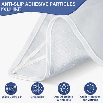 Anti-slip mattress protector, suitable for box spring beds and slatted frames, breathable felt mattress protector with corner straps to secure the mattress