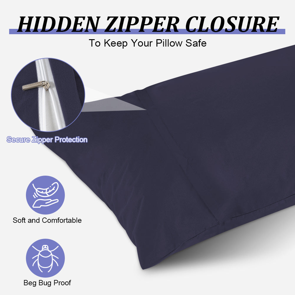 Waterproof pillowcases with zipper, 2-pack, waterproof pillowcases, super soft, breathable, noiseless