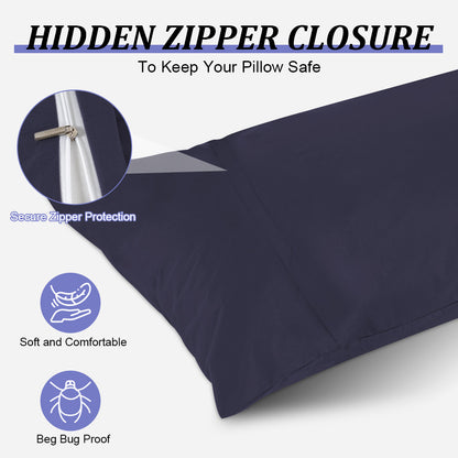 Waterproof pillowcases with zipper, 2-pack, waterproof pillowcases, super soft, breathable, noiseless