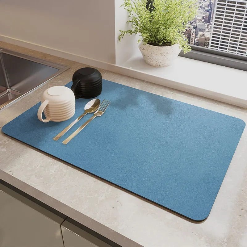 Absorbent Antiskid Super Drain Pad Tableware Mat Large Kitchen  Draining Mat Coffee Dish Drying Mat Quick Pet Feeding Mat