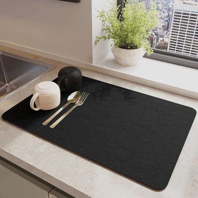 Absorbent Antiskid Super Drain Pad Tableware Mat Large Kitchen  Draining Mat Coffee Dish Drying Mat Quick Pet Feeding Mat