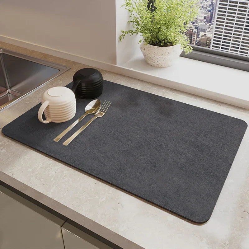 Absorbent Antiskid Super Drain Pad Tableware Mat Large Kitchen  Draining Mat Coffee Dish Drying Mat Quick Pet Feeding Mat