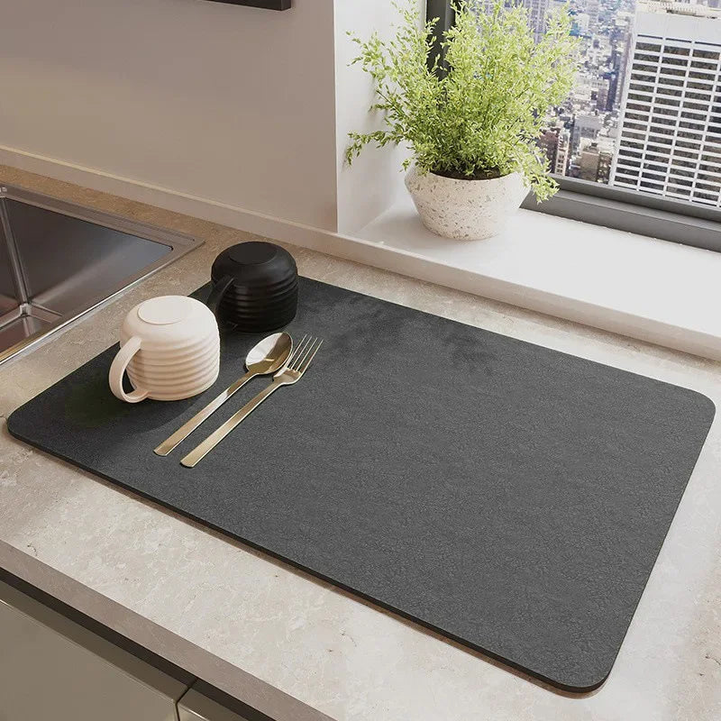 Absorbent Antiskid Super Drain Pad Tableware Mat Large Kitchen  Draining Mat Coffee Dish Drying Mat Quick Pet Feeding Mat
