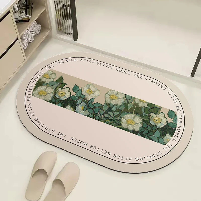 Absorbent Bath Mat Rug Quick Drying Diatom Mud Shower Room Mats Non-Slip Floor Rugs for Bathroom Kitchen Shower Sink Home Decor