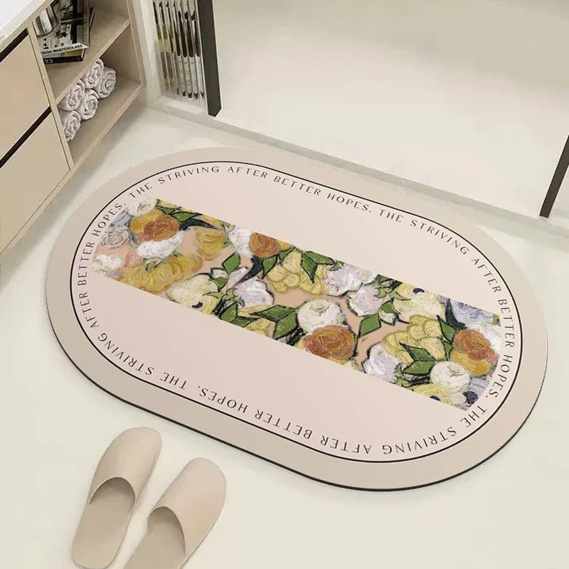 Absorbent Bath Mat Rug Quick Drying Diatom Mud Shower Room Mats Non-Slip Floor Rugs for Bathroom Kitchen Shower Sink Home Decor