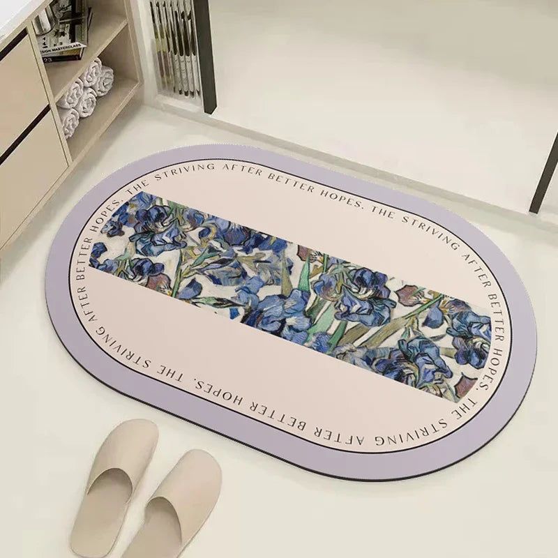 Absorbent Bath Mat Rug Quick Drying Diatom Mud Shower Room Mats Non-Slip Floor Rugs for Bathroom Kitchen Shower Sink Home Decor