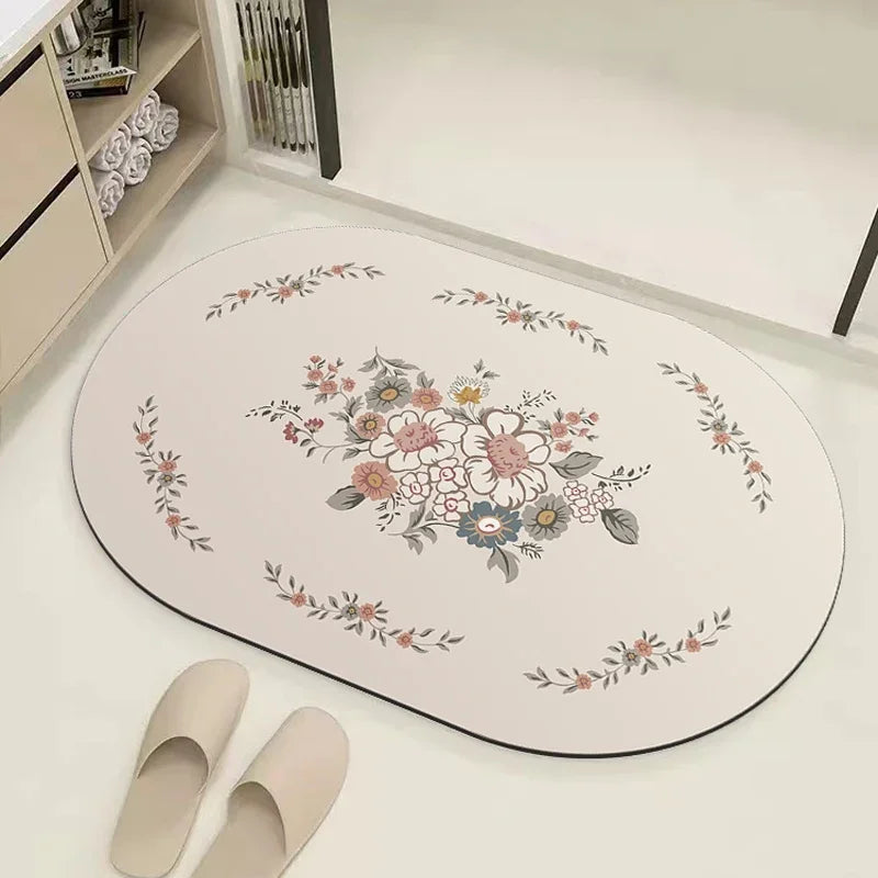 Absorbent Bath Mat Rug Quick Drying Diatom Mud Shower Room Mats Non-Slip Floor Rugs for Bathroom Kitchen Shower Sink Home Decor