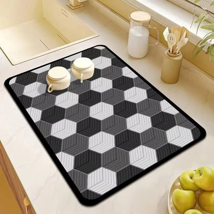 Absorbent Mat Kitchen Bar Dish Draining Mat Scandinavian Style Diamond-shaped Block Absorbent Floor Mat Washstand Mats
