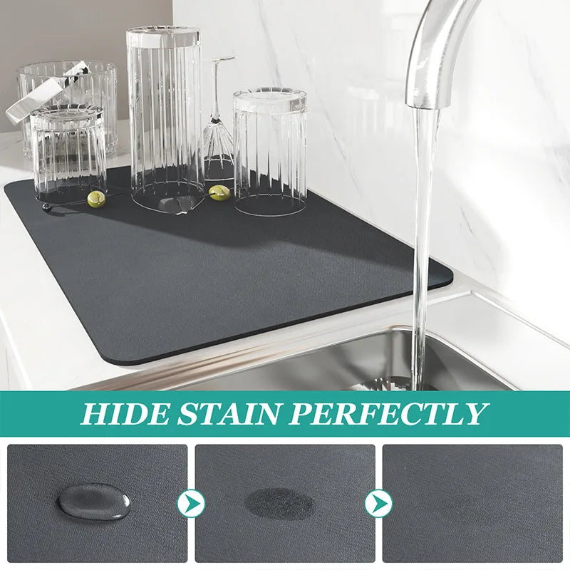 Absorbent Mat Kitchen Bar Dish Draining Mat Scandinavian Style Diamond-shaped Block Absorbent Floor Mat Washstand Mats