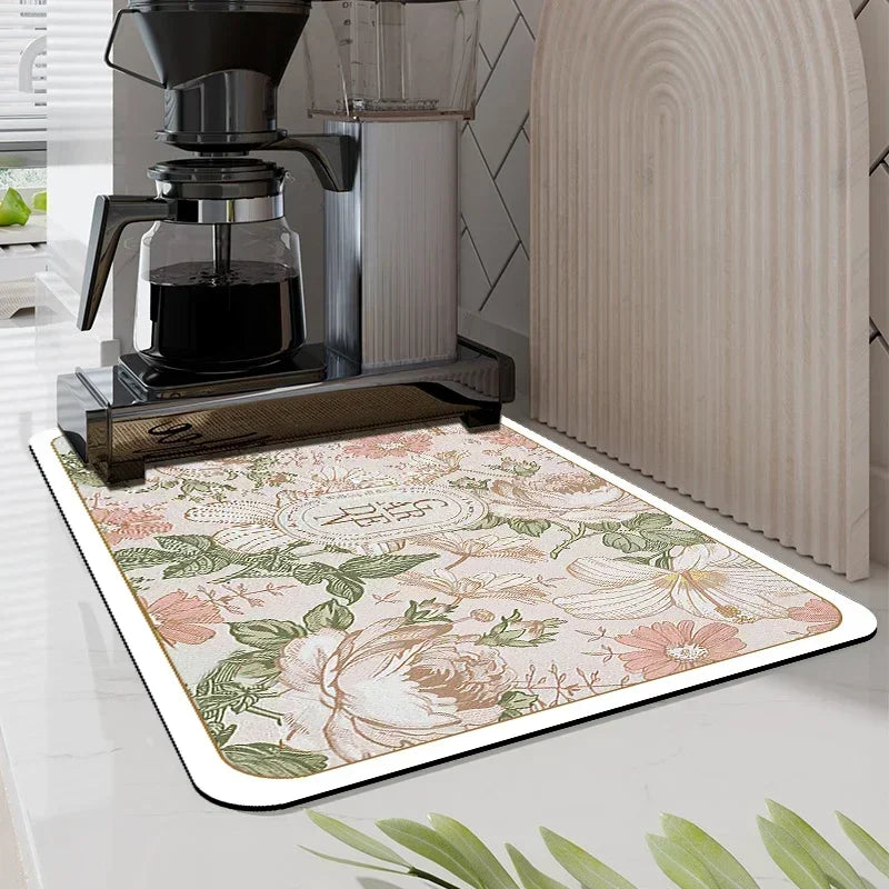 Absorbent Tableware Mats Dish Drying Mat Drain Pad Heat Resistant Counter Top Mat Non-slip Draining Placemat Kitchen Accessories
