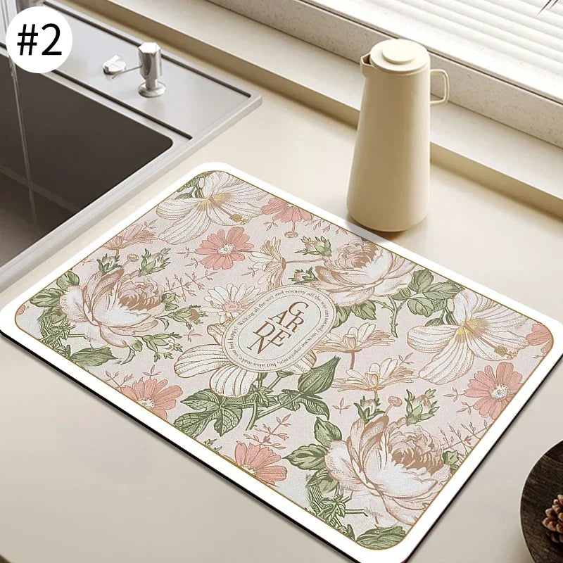 Absorbent Tableware Mats Dish Drying Mat Drain Pad Heat Resistant Counter Top Mat Non-slip Draining Placemat Kitchen Accessories