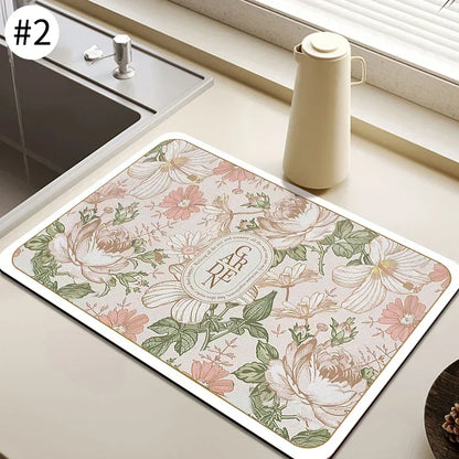 Absorbent Tableware Mats Dish Drying Mat Drain Pad Heat Resistant Counter Top Mat Non-slip Draining Placemat Kitchen Accessories