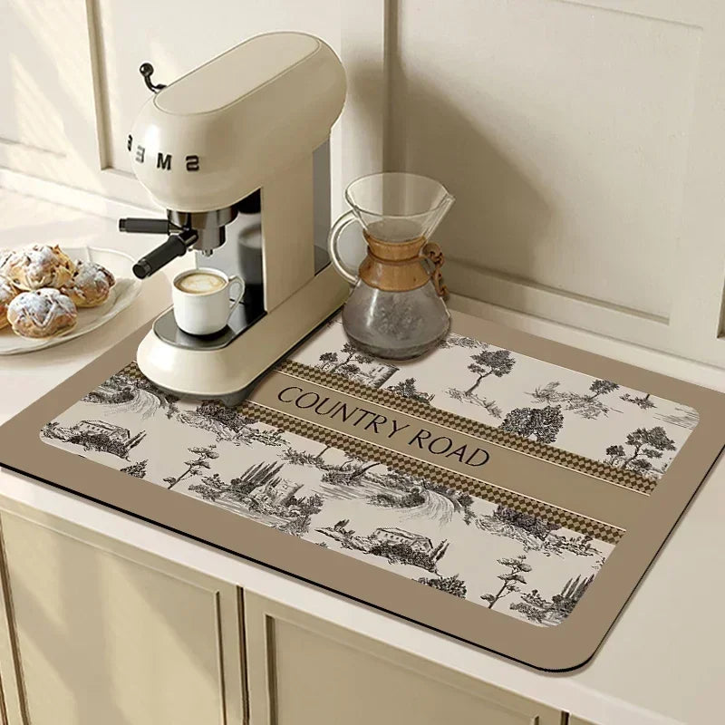 Absorbent Tableware Mats Dish Drying Mat Drain Pad Heat Resistant Counter Top Mat Non-slip Draining Placemat Kitchen Accessories