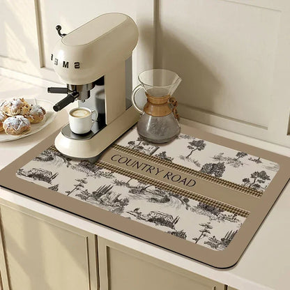 Absorbent Tableware Mats Dish Drying Mat Drain Pad Heat Resistant Counter Top Mat Non-slip Draining Placemat Kitchen Accessories