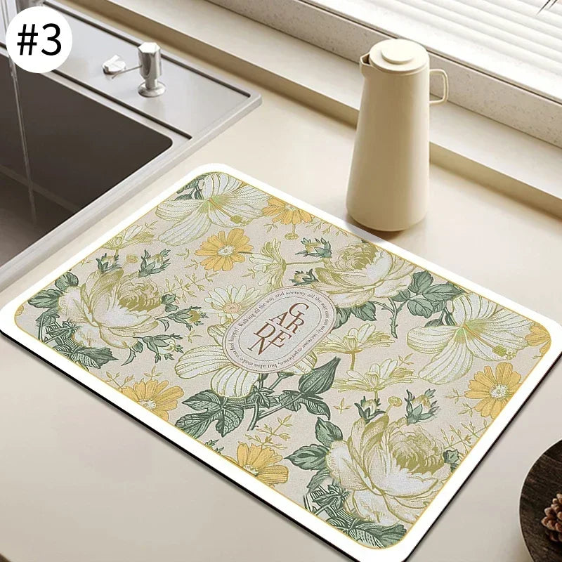 Absorbent Tableware Mats Dish Drying Mat Drain Pad Heat Resistant Counter Top Mat Non-slip Draining Placemat Kitchen Accessories