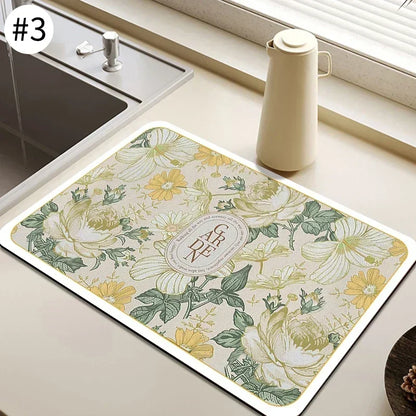 Absorbent Tableware Mats Dish Drying Mat Drain Pad Heat Resistant Counter Top Mat Non-slip Draining Placemat Kitchen Accessories