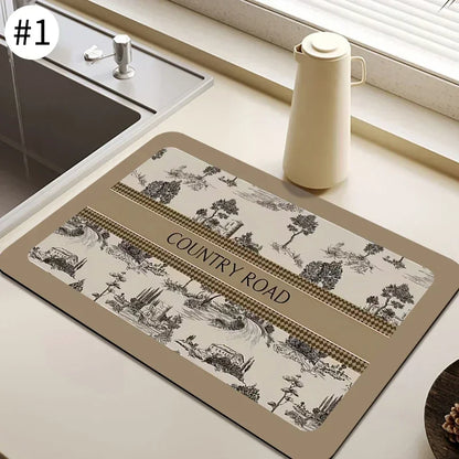 Absorbent Tableware Mats Dish Drying Mat Drain Pad Heat Resistant Counter Top Mat Non-slip Draining Placemat Kitchen Accessories