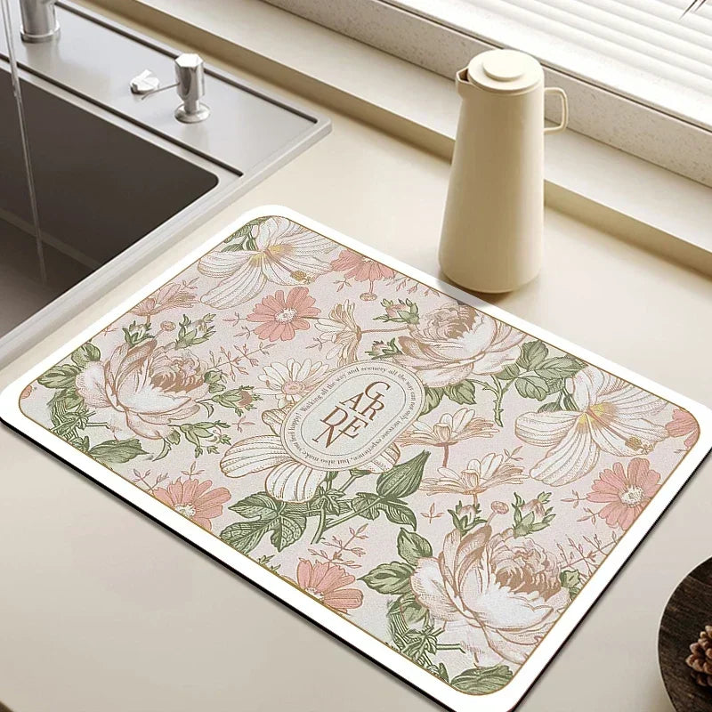Absorbent Tableware Mats Dish Drying Mat Drain Pad Heat Resistant Counter Top Mat Non-slip Draining Placemat Kitchen Accessories