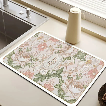Absorbent Tableware Mats Dish Drying Mat Drain Pad Heat Resistant Counter Top Mat Non-slip Draining Placemat Kitchen Accessories