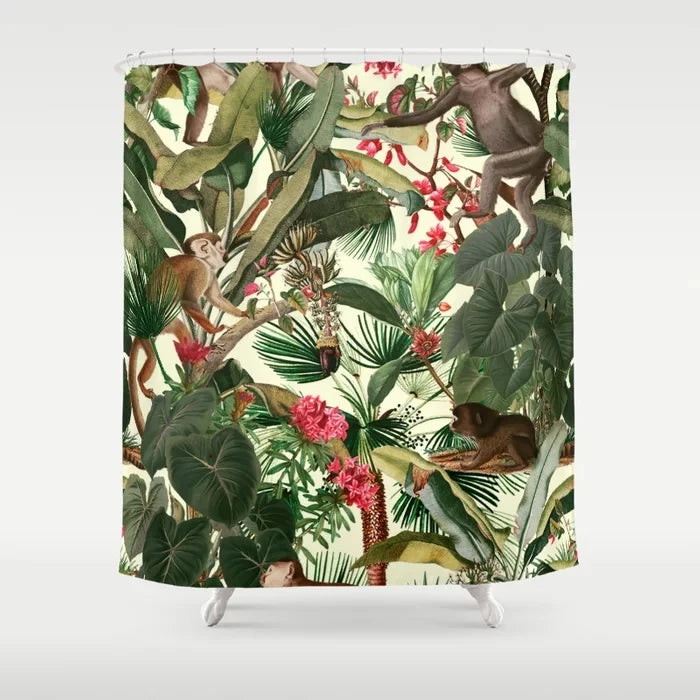 Abstract Plant Character Monkey Flower Bathroom Curtain Home Decor Waterproof Personality Shower Curtain cortina de la ducha