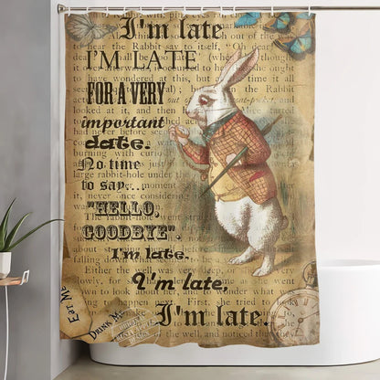 Alice In Wonderland Party Decorations Backdrop Shower Curtain,Fantasy Landscape Mushroom Art,Cloth Fabric for Bathroom Set,Hooks
