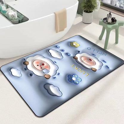 Bathroom Bath Mat 3D Visual Effect Floor Mat Water Absorbent Non Slip Mats Shower Room Rug Cute Flower Pattern Carpet 40x60cm
