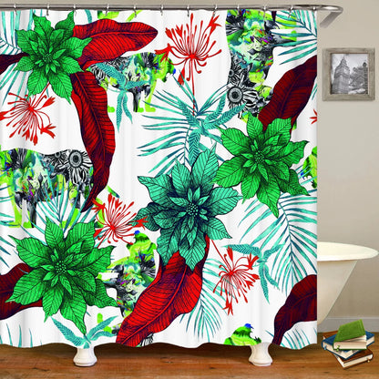 Beautiful Flowers Shower Curtain Bathroom Waterproof Shower Curtain Leaves Plant Printing Curtains for Bath Shower With Hooks