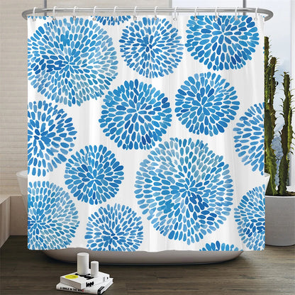 Blue Geometric Hexagonal Shower Curtains Waterproof Fabric Bathroom Curtain with Hooks Decoration Bath Screen Toilet Partition
