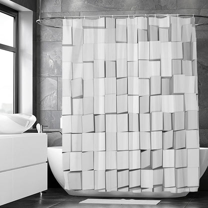 Blue Geometric Hexagonal Shower Curtains Waterproof Fabric Bathroom Curtain with Hooks Decoration Bath Screen Toilet Partition