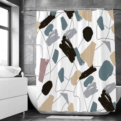 Blue Geometric Hexagonal Shower Curtains Waterproof Fabric Bathroom Curtain with Hooks Decoration Bath Screen Toilet Partition