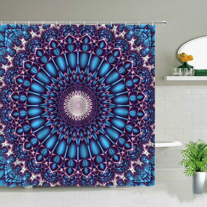 Bohemia Shower Curtain Set India Mandala Flower Geometric Printed Bath Curtains Waterproof Fabric Wall Screen Bathroom Decor