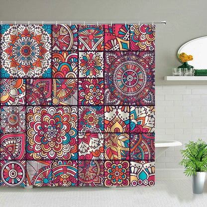 Bohemia Shower Curtain Set India Mandala Flower Geometric Printed Bath Curtains Waterproof Fabric Wall Screen Bathroom Decor