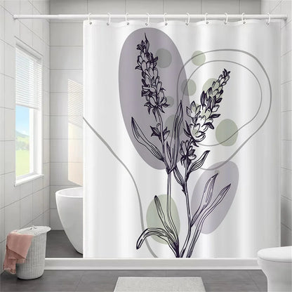Butterfly Floral Bathroom Curtain Elegant Backleaf Shower Curtain Bathroom Polyester Waterproof Fabric Trim Hooks  Bath Curtain