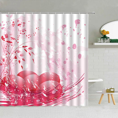 Butterfly Flower Shower Curtain Pink Rose Pearl Cherry Blossom Fashion Lady Bathroom Decor Waterproof Cloth Hooks Curtains Set
