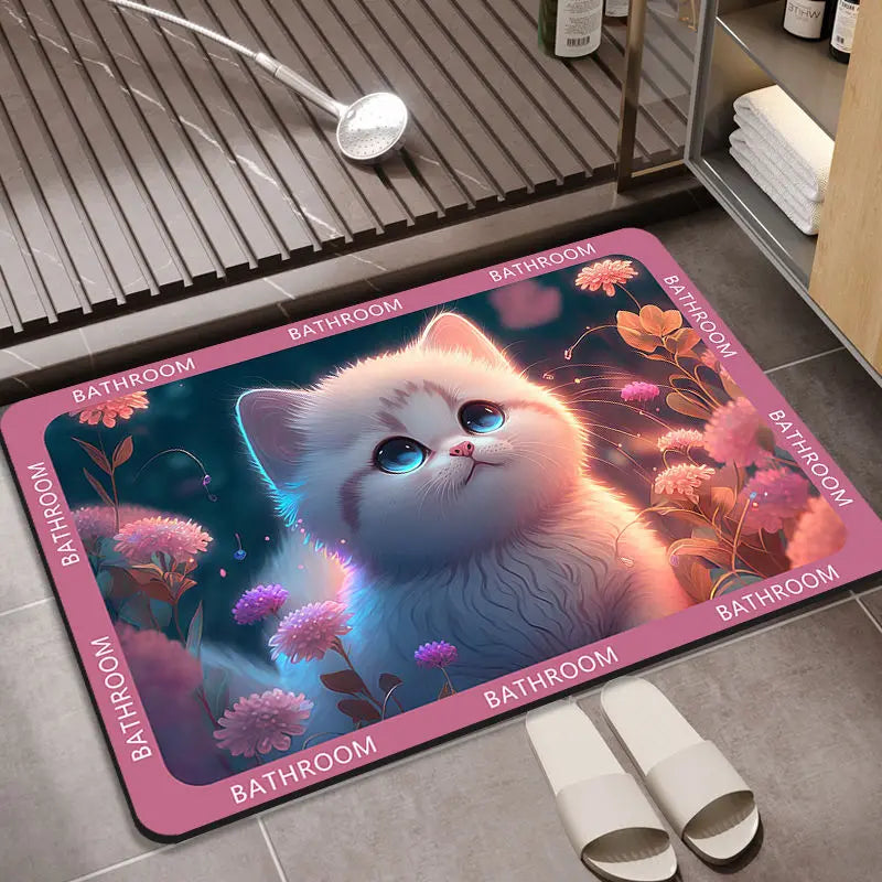 Cartoon Absorbs Water Non Slip Floor Mats for Home Door Household Bathroom kitchen Bath Toilet Quick Drying Mat Diatom Carpet