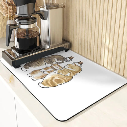 Cartoon Animal Style Mouse Pad Placemat Silicones Dish Mats Coaster Cute Cat Pattern Absorbent Drying Mat For Kitchen Coasters