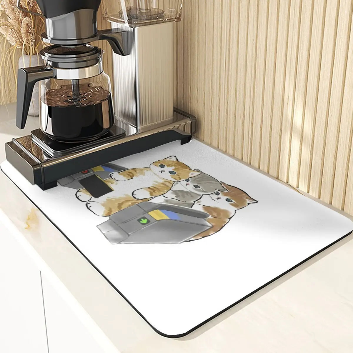 Cartoon Animal Style Mouse Pad Placemat Silicones Dish Mats Coaster Cute Cat Pattern Absorbent Drying Mat For Kitchen Coasters