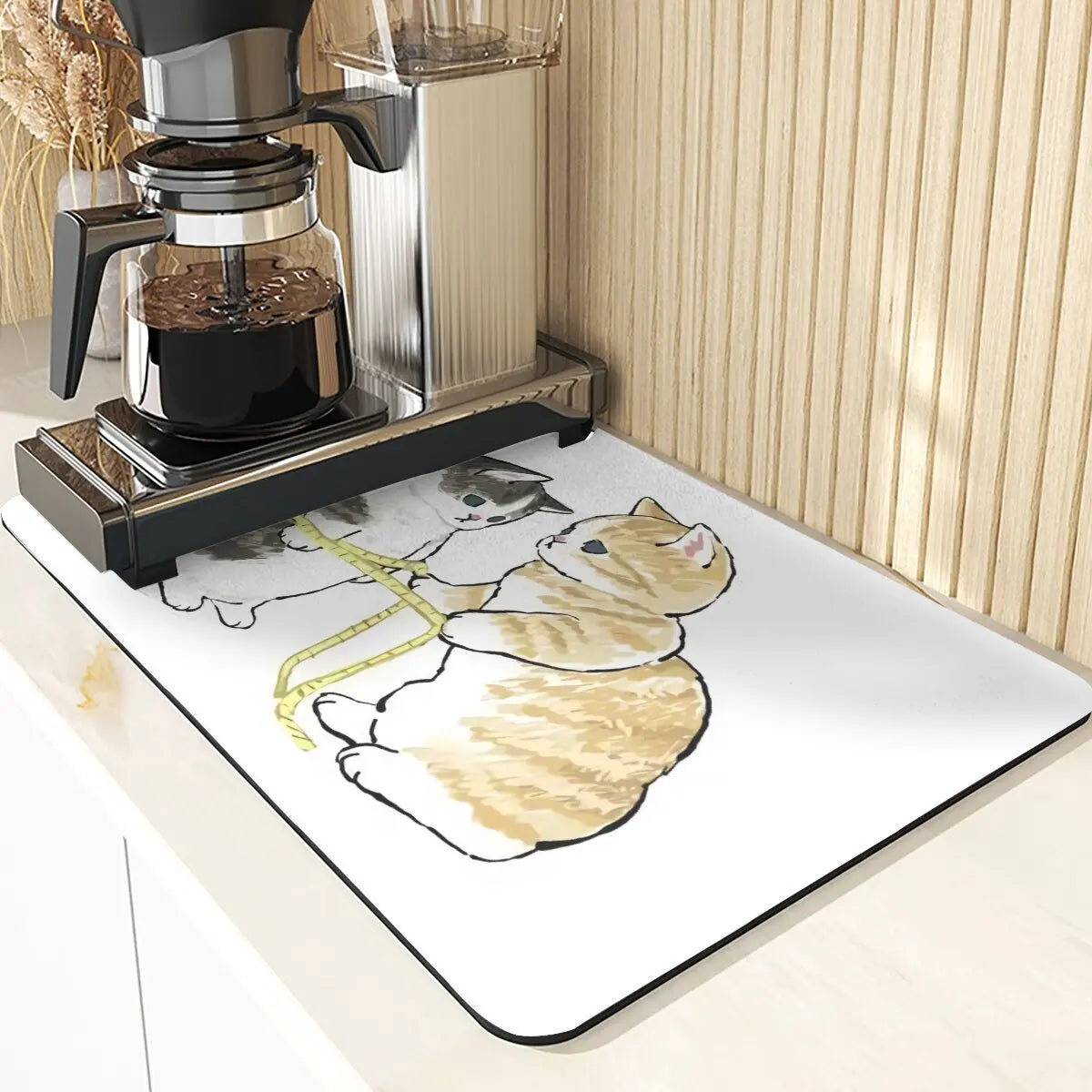 Cartoon Animal Style Mouse Pad Placemat Silicones Dish Mats Coaster Cute Cat Pattern Absorbent Drying Mat For Kitchen Coasters