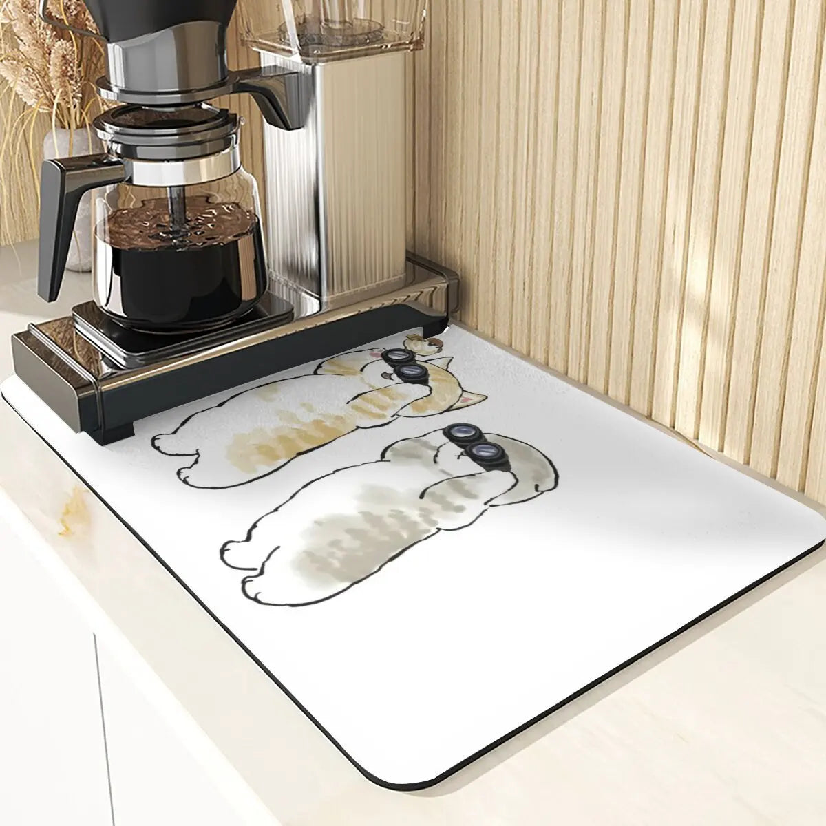 Cartoon Animal Style Mouse Pad Placemat Silicones Dish Mats Coaster Cute Cat Pattern Absorbent Drying Mat For Kitchen Coasters
