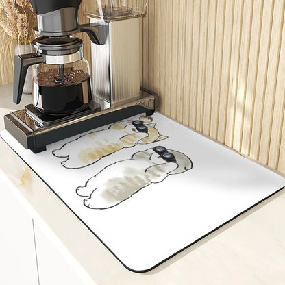 Cartoon Animal Style Mouse Pad Placemat Silicones Dish Mats Coaster Cute Cat Pattern Absorbent Drying Mat For Kitchen Coasters